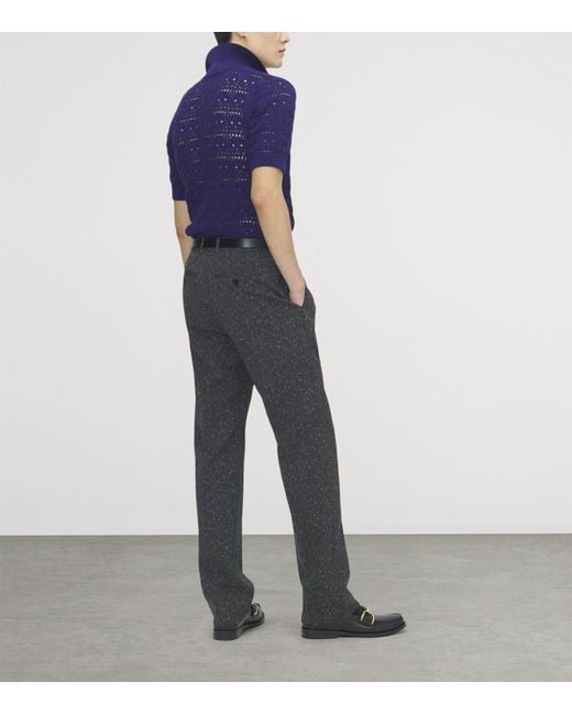 McQueen Gray Wool Metallic-Pinstripe Trousers for men