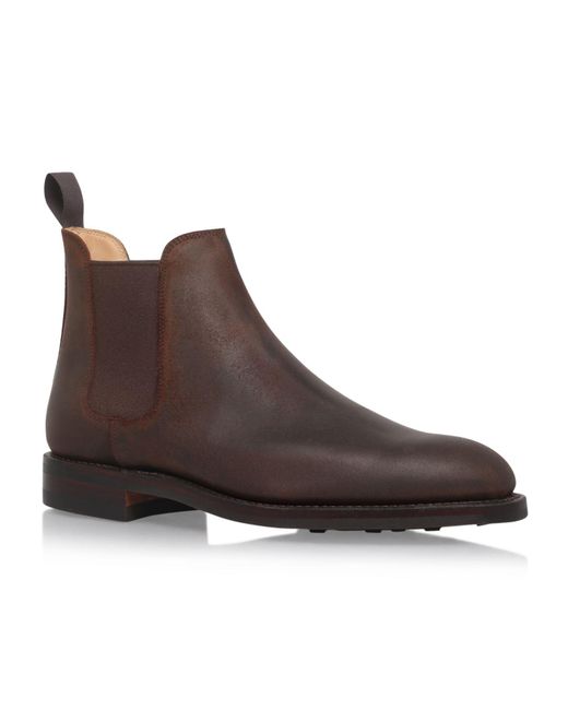 Crockett and Jones Brown Chelsea 5 Rough-out Boots for men