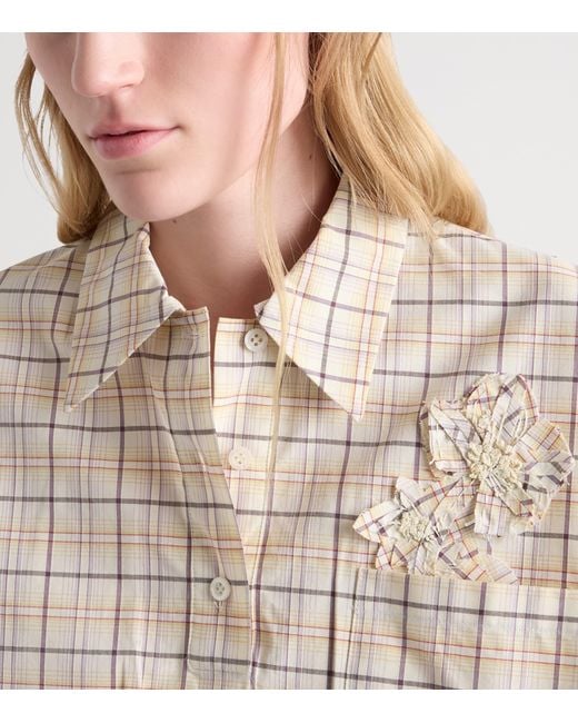 Prada Natural Cotton Embroidered Check Shirt for men