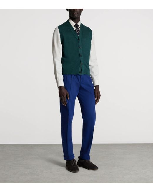 Dunhill Green Linen-Cashmere Sweater Vest for men