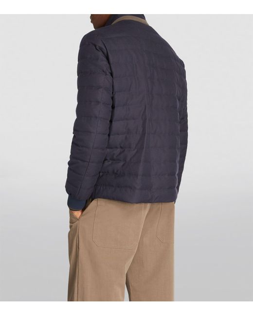 Herno Blue Cotton-cashmere Reversible Bomber Jacket for men