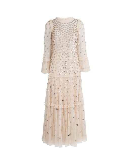 Needle & Thread Natural Glisten Tiered Gown