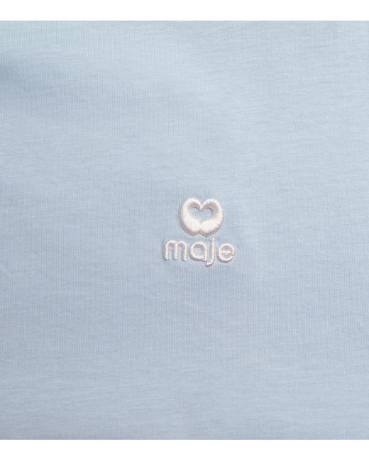 Maje Blue Cotton Logo T-Shirt
