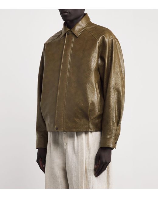 LE17SEPTEMBRE Green Faux Leather Jacket for men