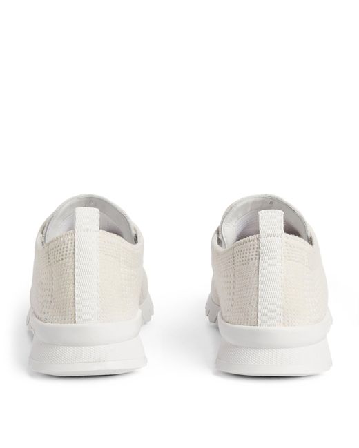 Kiton White Knitted Lace-up Sneakers