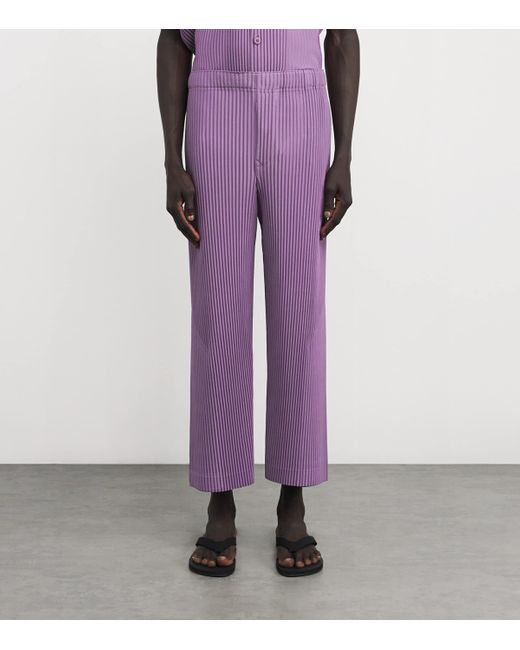 Homme Plissé Issey Miyake Purple Pleated Straight Trousers for men