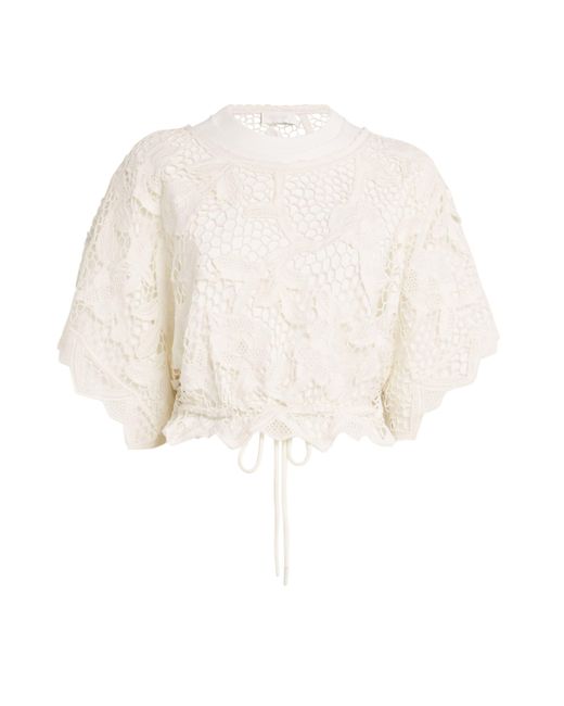 Zimmermann White Lace Crop Top