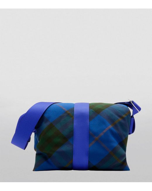 Burberry Blue Check Pillow Cross-body Bag for men