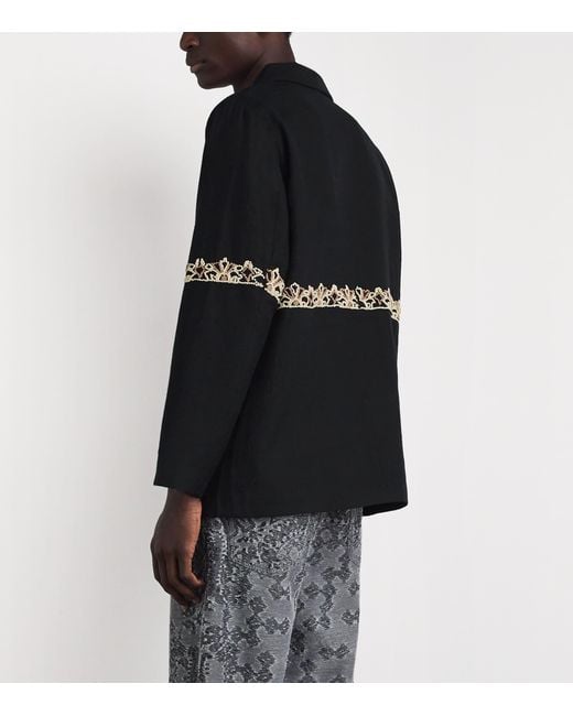 Kartik Research Black Wool Embroidered Blazer for men