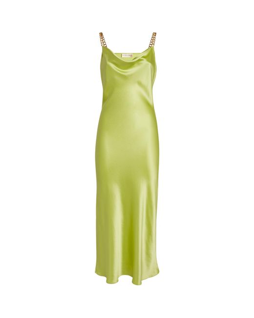 Olivia Von Halle Green Silk Bibi Midi Dress