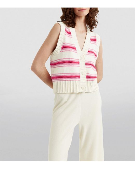 Chinti & Parker Pink Crochet Sweater Vest