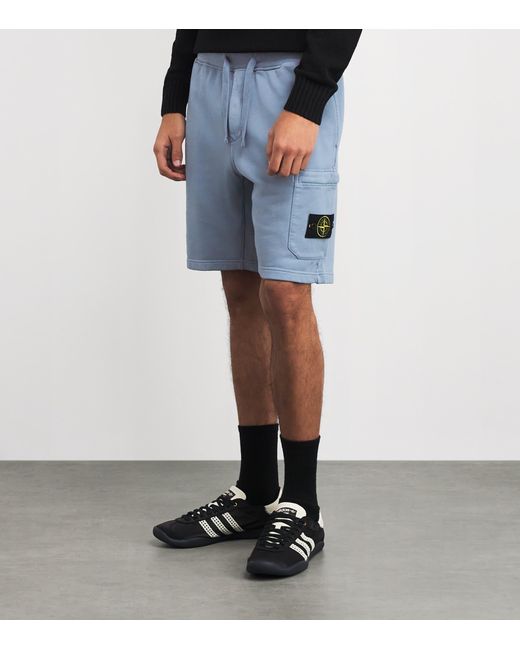 Stone Island Blue Organic Cotton Compass Shorts for men