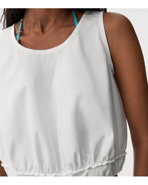Loewe White X Paula's Ibiza Cotton-Blend Sleeveless Crop Top