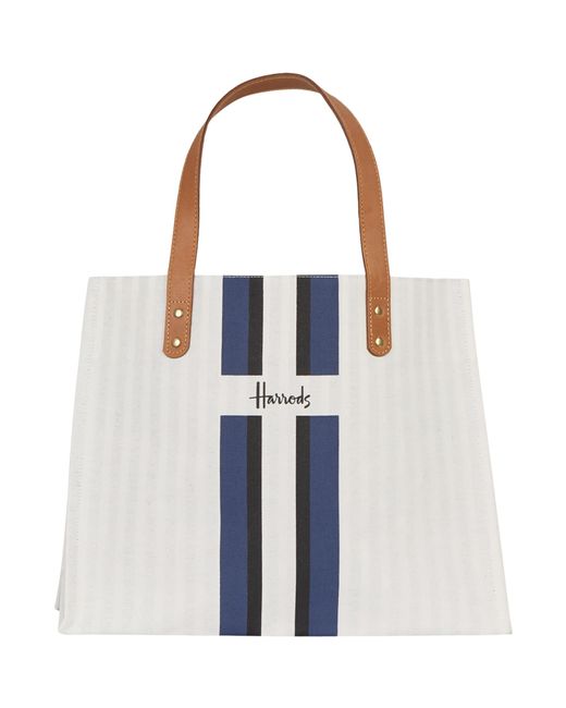 Harrods Logo Stripe Grocery Shopper Bag in Blue | Lyst