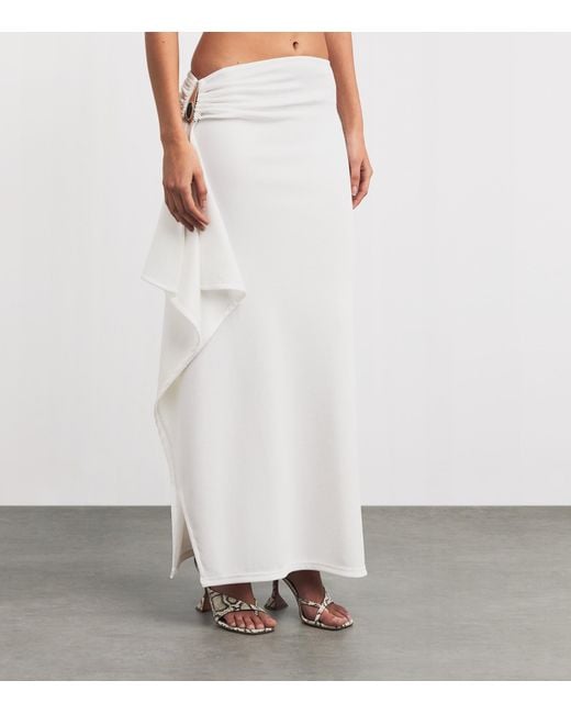 Christopher Esber White Ribbed Crystal Maxi Skirt