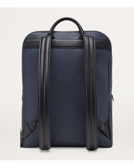 Smythson Blue Ludlow Leather Backpack for men