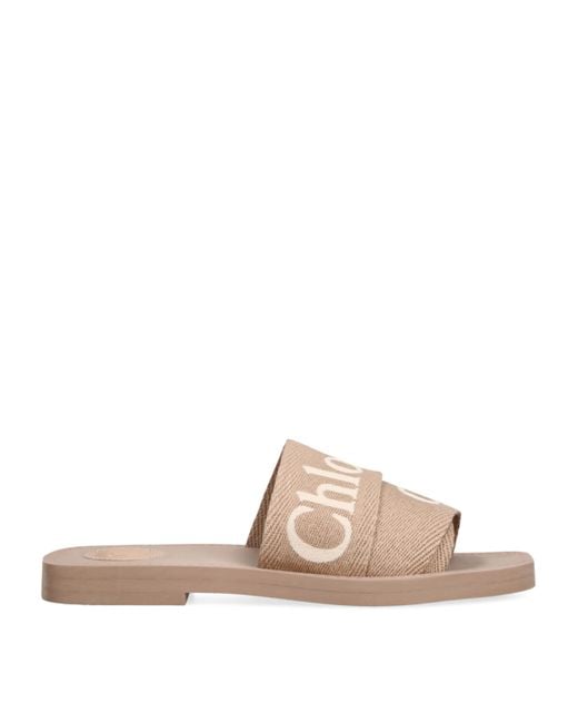 Chloé Natural Canvas Jacquard Woody Sandals