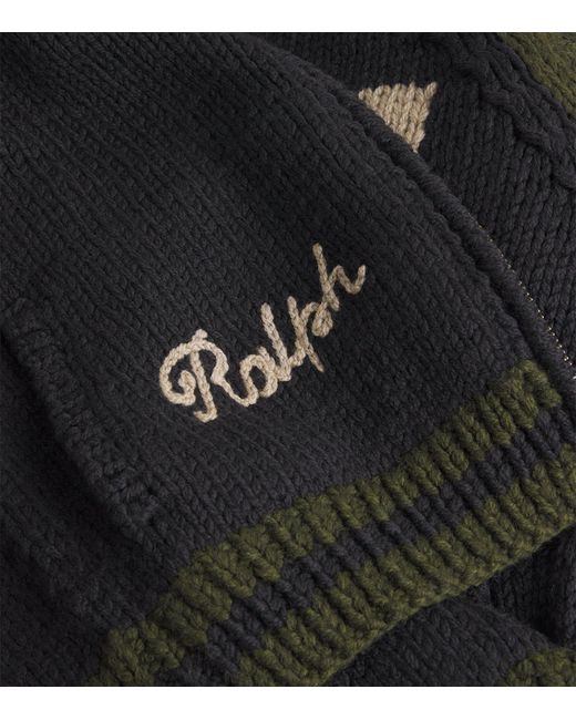 Polo Ralph Lauren Black Wool Varsity Cardigan for men