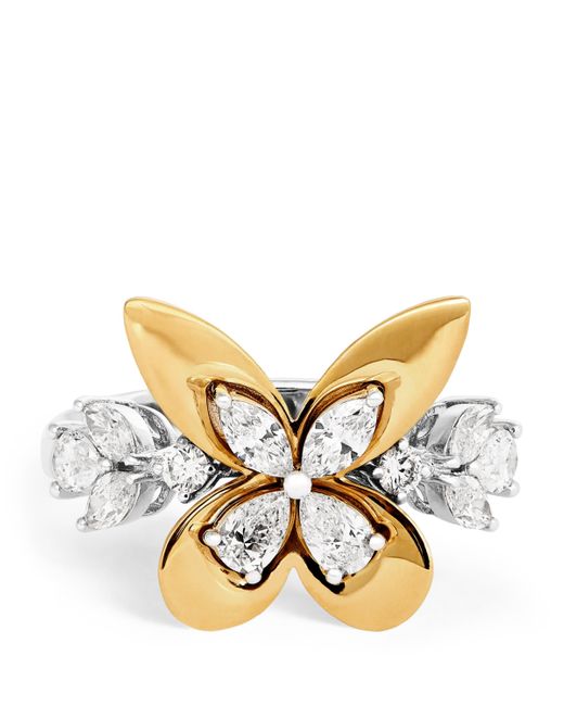 YEPREM Metallic And Diamond Butterfly Ring