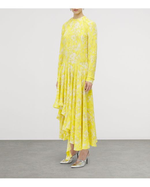 Alexander McQueen Yellow Silk Floral Maxi Dress