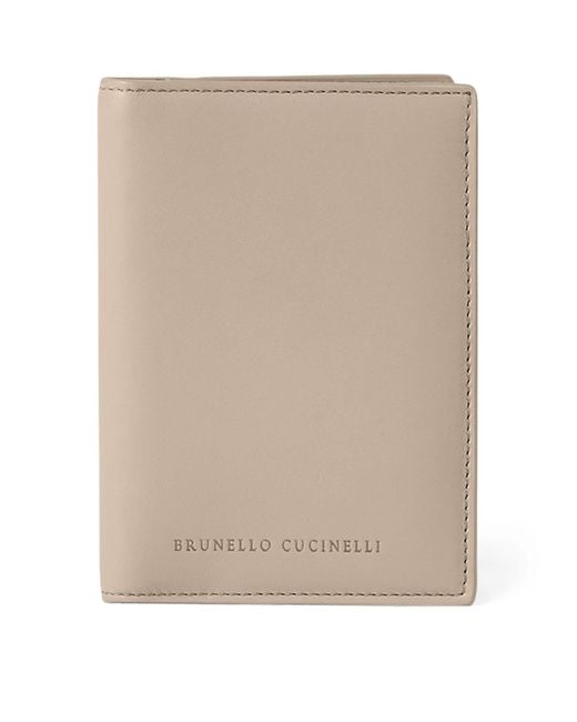 Brunello Cucinelli Natural Leather Logo Wallet