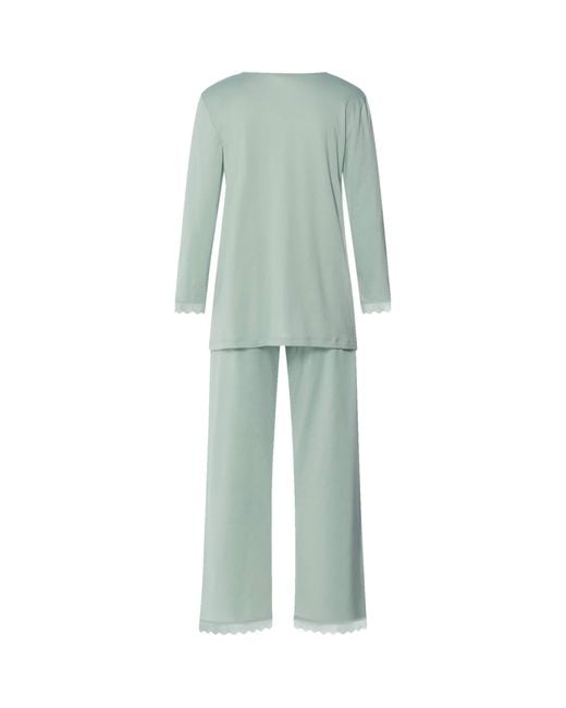 Hanro Green Cotton Long Inaya Pyjama Set