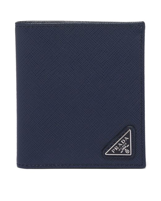 Prada Blue Saffiano Leather Logo Wallet for men