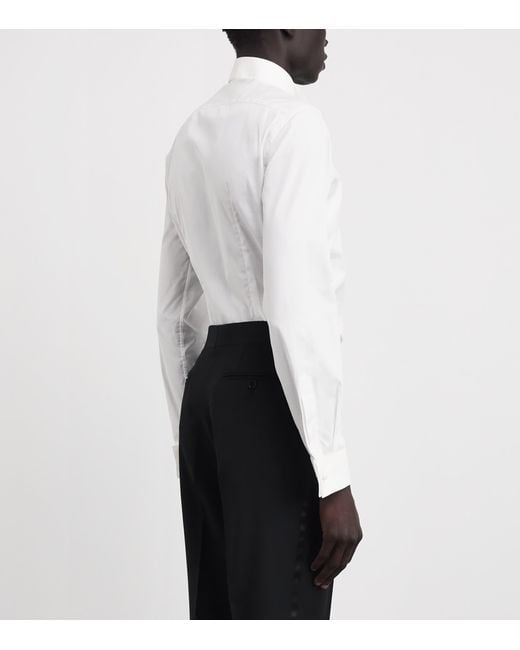 Pal Zileri White Cotton Concealed-Placket Shirt for men