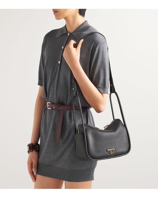 Prada Black Leather Darling Top-Handle Bag