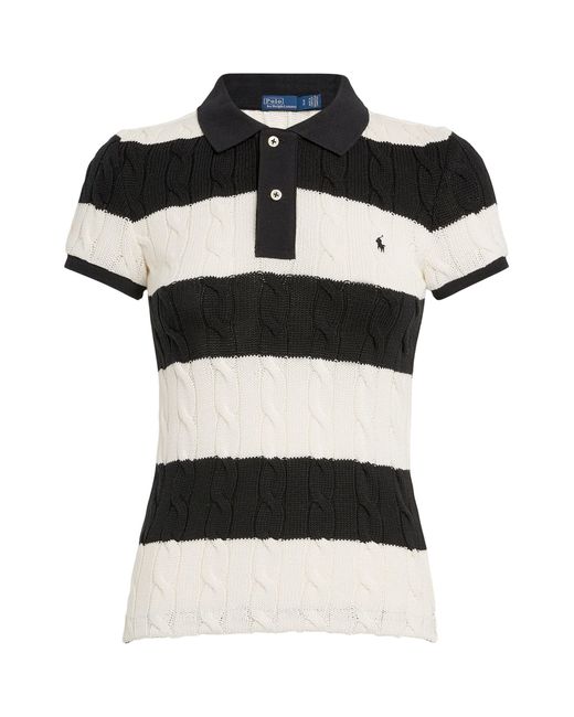 Polo Ralph Lauren Black Cable-knit Polo Shirt