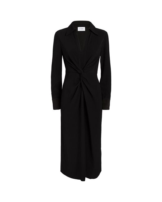 St. John Black Long-sleeve Midi Dress