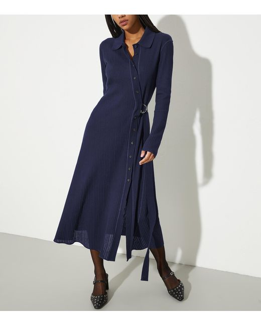 MAX&Co. Blue Cotton Midi Shirt Dress