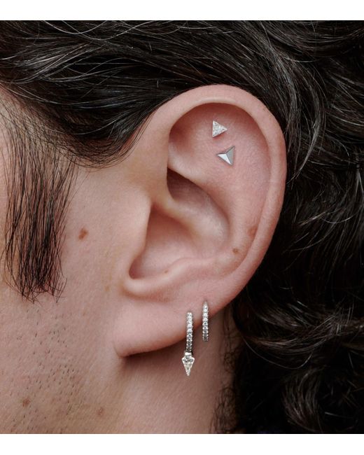 Maria Tash White Invisible Set Triangle Diamond Threaded Stud Earring
