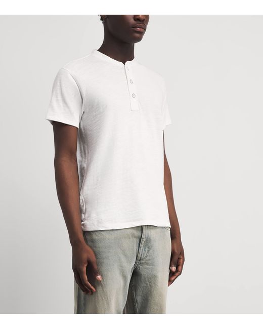 Rag & Bone White Cotton Henley Top for men