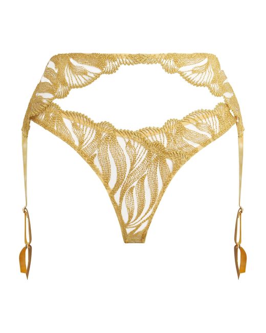 Coco De Mer Metallic Lace Celeste Open Suspender Briefs