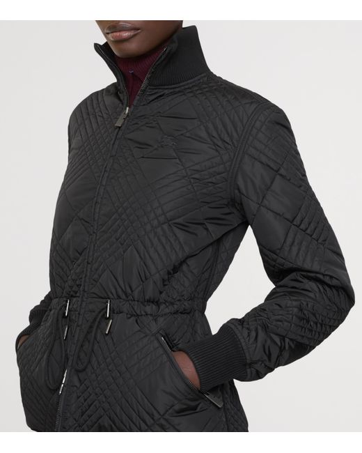 Burberry Black Micro Check-Stitch Wakerley Jacket