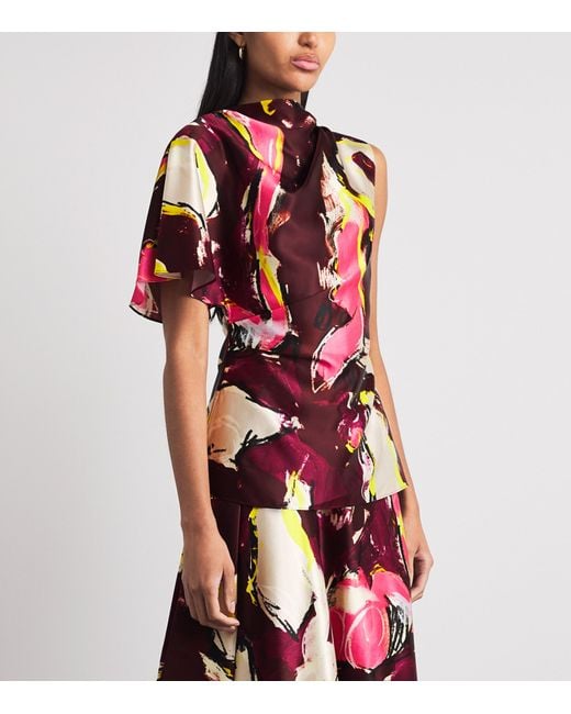 Roksanda Red Satin Printed Nomi Blouse