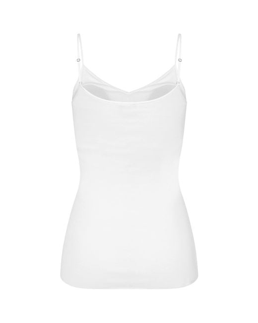 Hanro White Cotton Seamless Padded Camisole