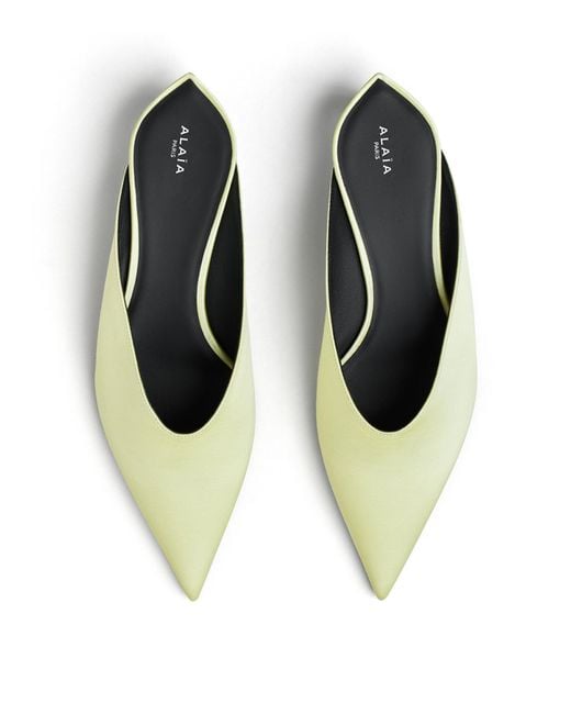 Alaïa Green Satin Invisible Wedge Mules 30