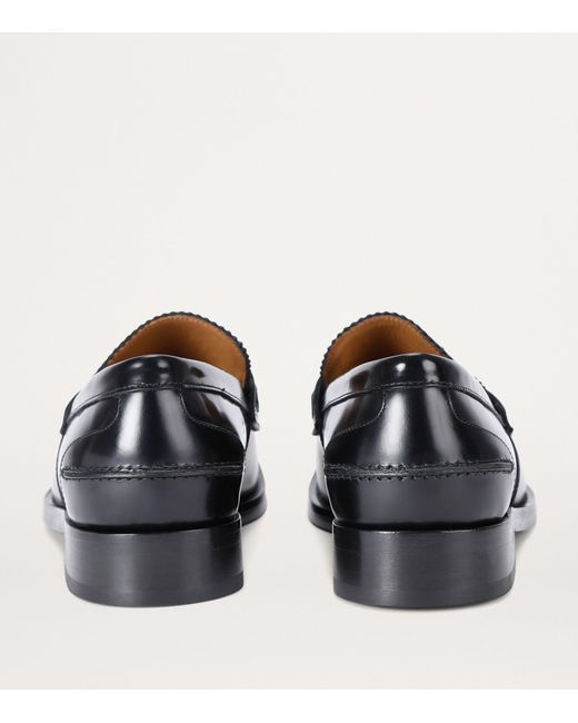 Versace Black Leather Logo Loafers for men