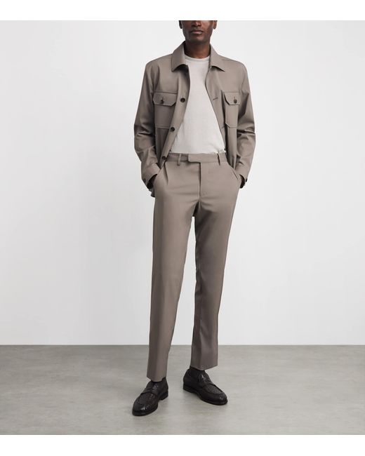 Corneliani Gray Techwool Straight Trousers for men