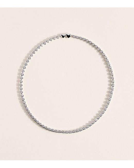 Astrid & Miyu Natural Sterling Heart Tennis Necklace