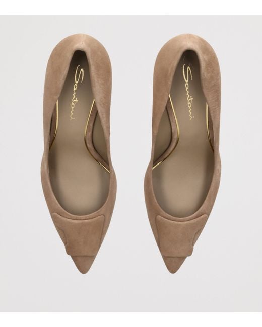 Santoni Natural Suede Sibille Pumps 85