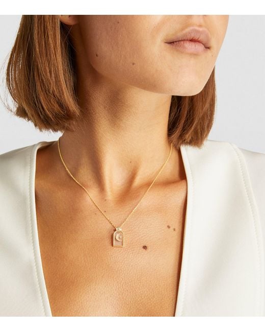 L'Atelier Nawbar Metallic And Diamond Biladi Hilal Necklace