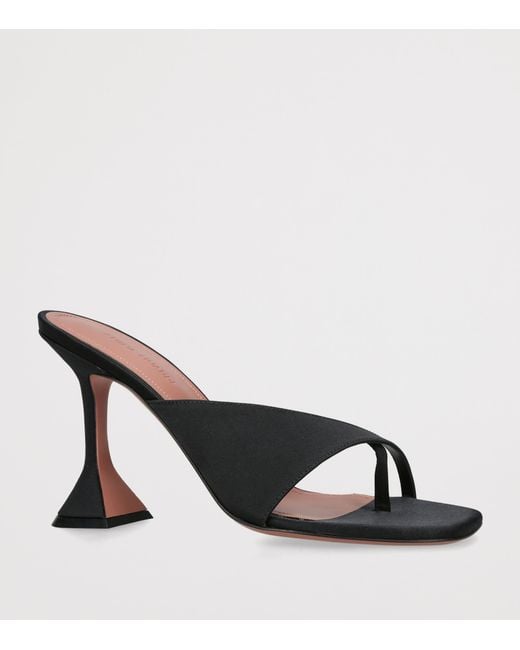 AMINA MUADDI Black Satin Shiona Mules 95