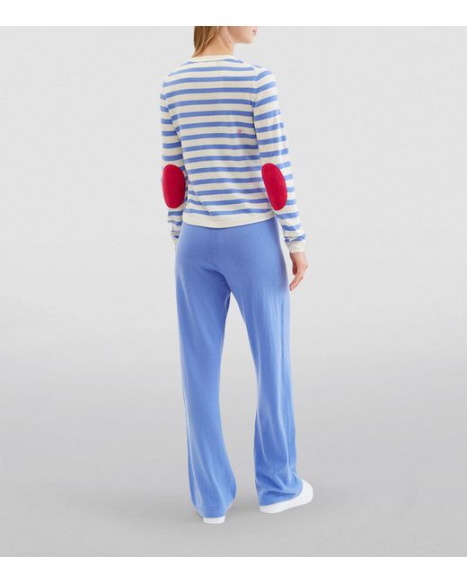 Chinti & Parker Blue Wool-cashmere Striped Elbow-patch Sweater
