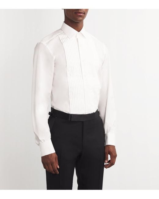 Tom Ford White Cotton Pleated-Front Evening Shirt for men