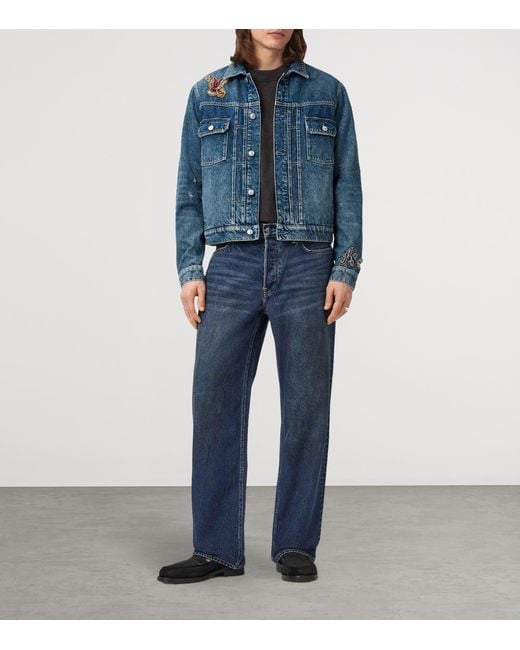AllSaints Blue Exile Patch Denim Jacket for men