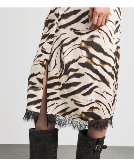 Ganni White Zebra-Print Midi Dress