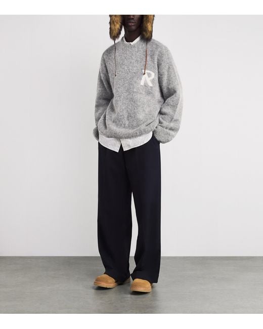 Represent Gray Alpaca-Blend Logo Oversized Sweater for men